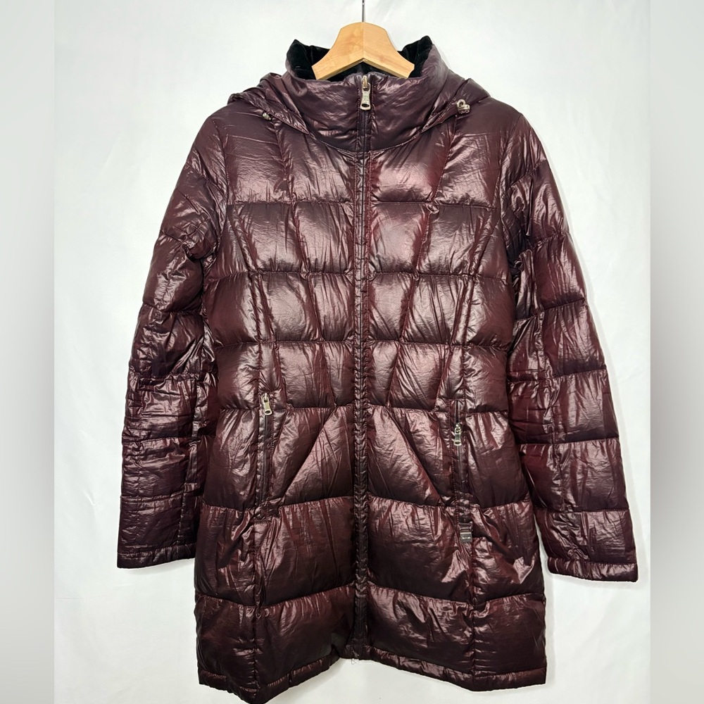 Calvin Klein Coat Packable Down Puffer Iridescent  burgundy Size M